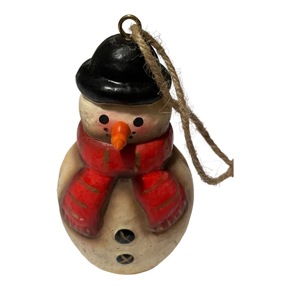 VINTAGE Styrofoam snowman ornament with twine hanger 5” tall